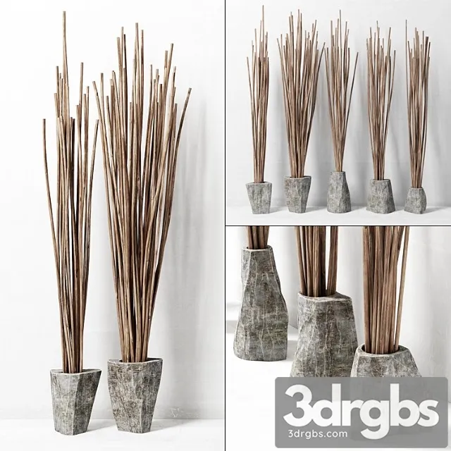 decor of branches in vases 3D Model Download
