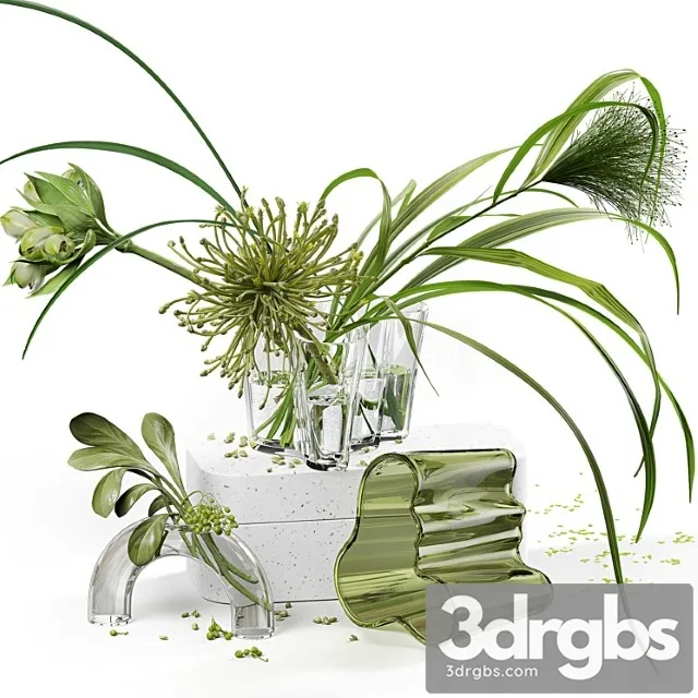 Decor Set 047 With Green Plants Alto Vase 3D Model Free