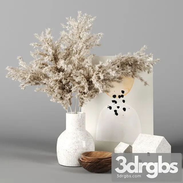 Decor set 15 with pampas grass 3D Model Free
