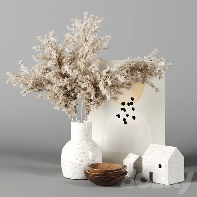 decor set 15 with Pampas Grass 3DModel