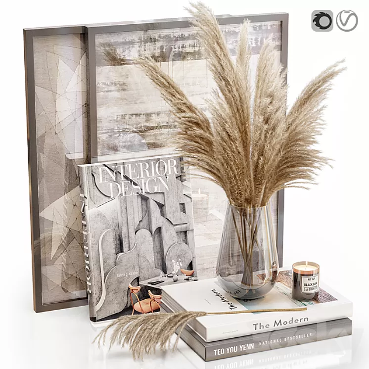Decor set 20 Pampas grass 3D Model Free