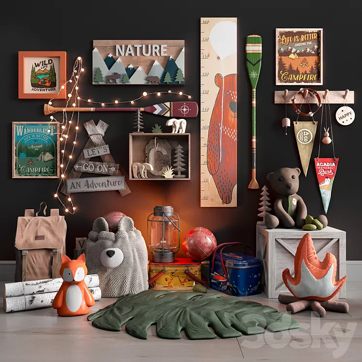 Decor set for children's rooms 3D Model Free