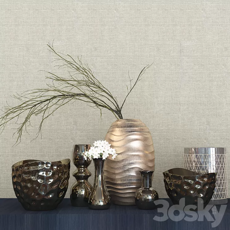 Decor set Kelly Hoppen 4 \/ decorative set 3D Model