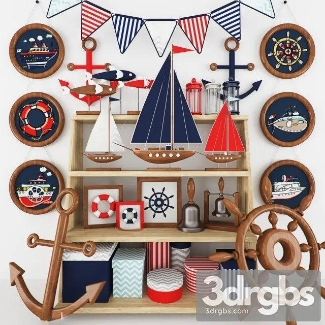 Decor Set Ship 3D Model Free