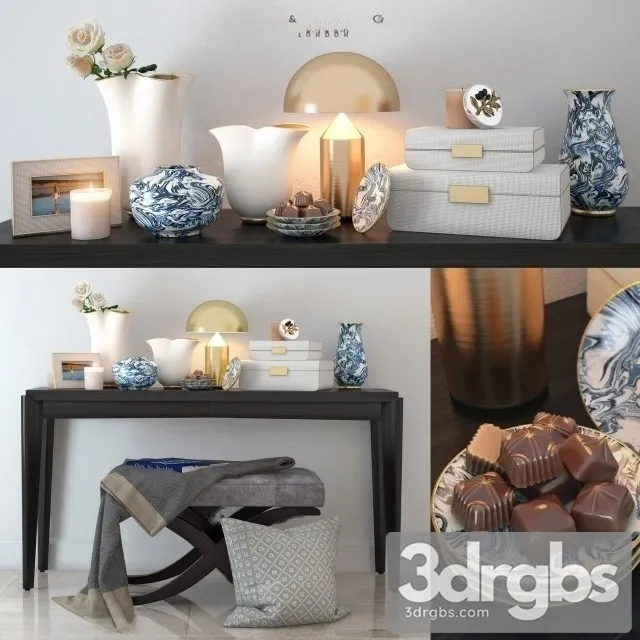 Decor Set The Sofa Arm Chair Company 3D Model Free