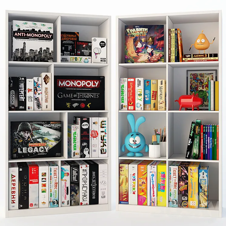 Decor set with board games 3D Model Free