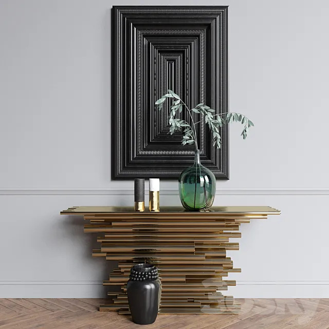 Decor set with console table 3D Model