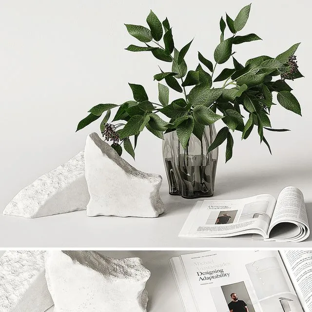 Decor set with rock 3D Model