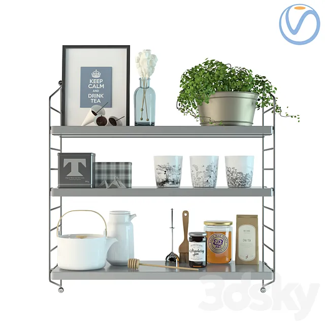 Decor Set with Tea 3D Model