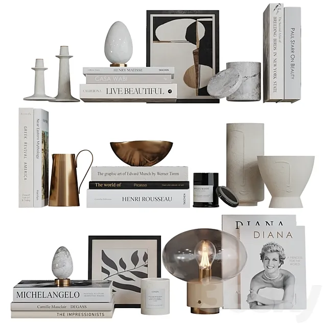 Decor shelf set 10 3DModel