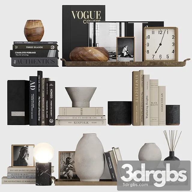 Decor Shelf Set 3 2 3D Model Free
