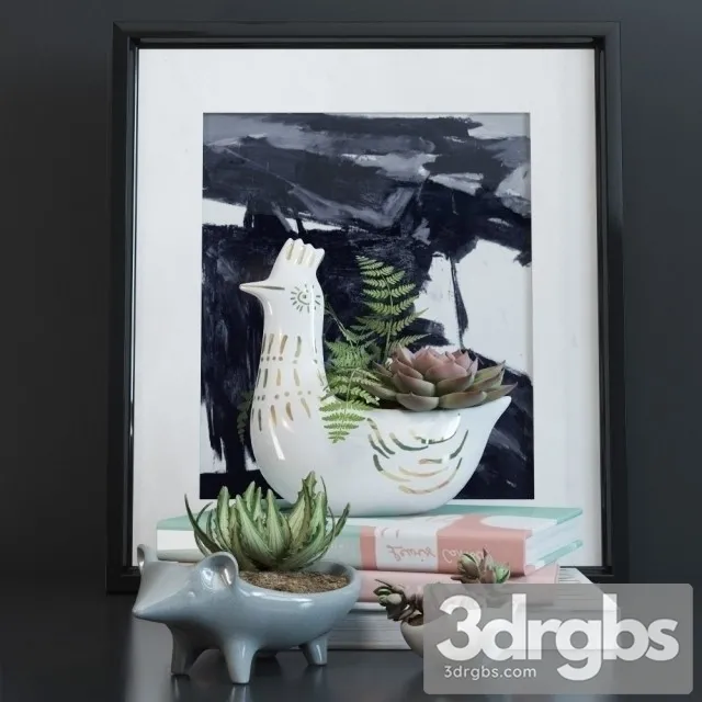 Decor Vase Of Succulent Plants 3D Model Free