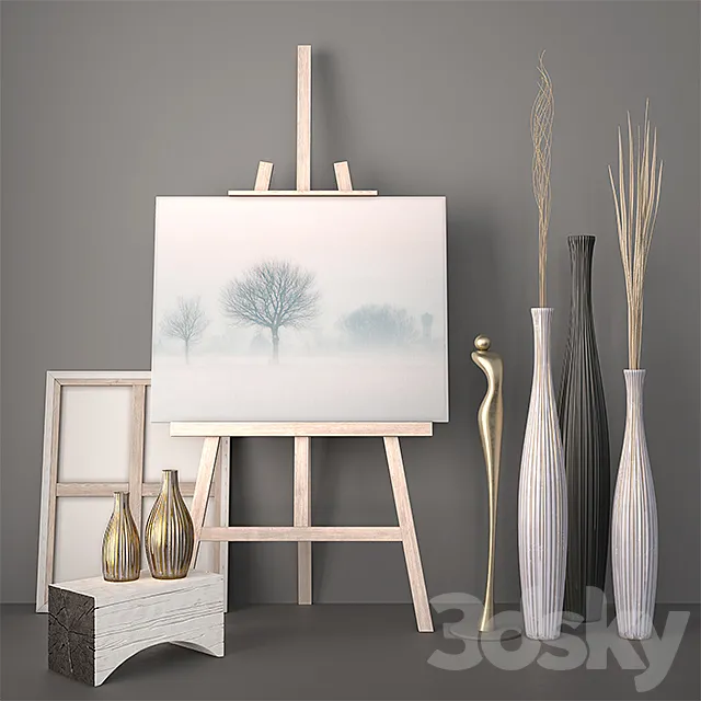 Decor - Vases. Dry grass. Statuette 3DModel