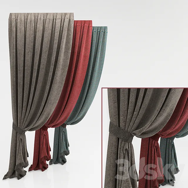 Decorated curtains 3D Model