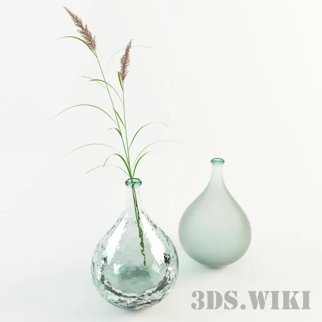 decoration - A beautiful plant in a glass flask 3D Model