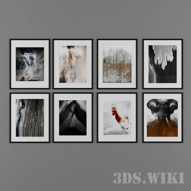 decoration - A set of paintings for the interior 3D Model