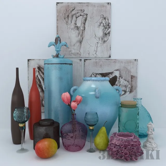 decoration - A set of vases and a jug from Arteva Decor 3D Model