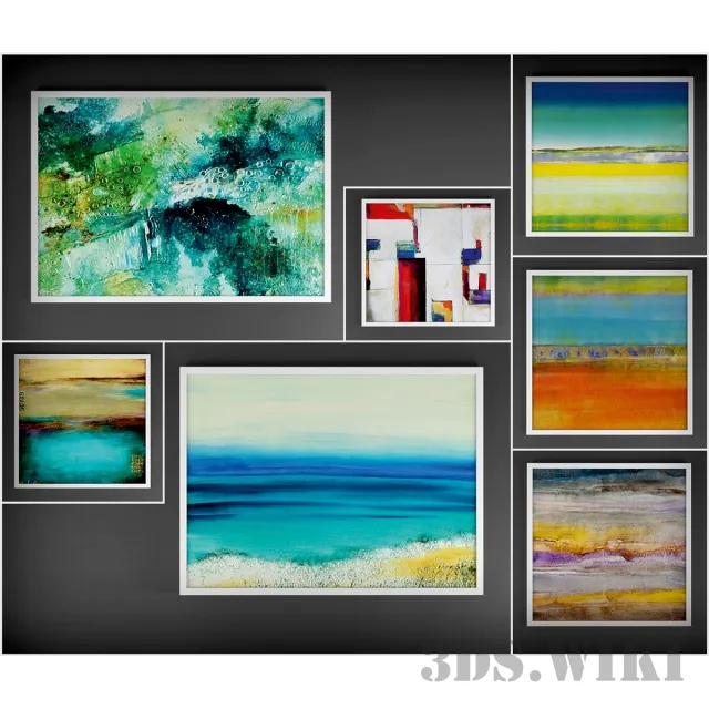 decoration - Abstraction - set of paintings 3D Model