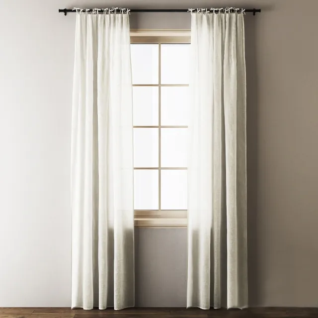 decoration - Anthropologie Tie-top Linen curtains 3D Model