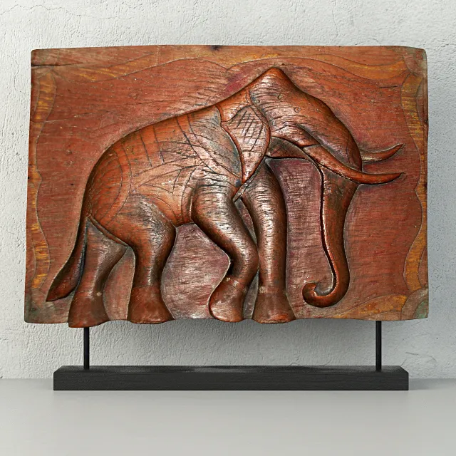 decoration - Antique Indian Elephant Relief Panel 3D Model