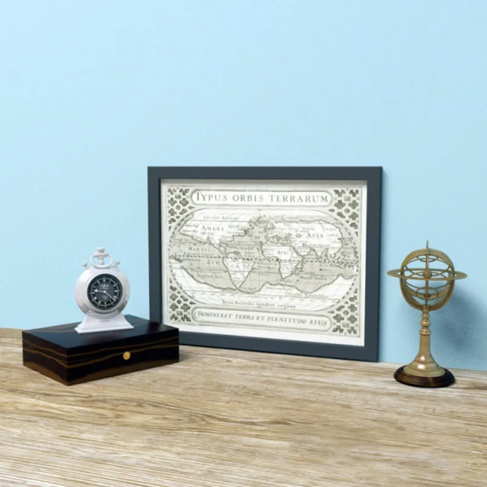 decoration - Antique world map and clock 3D Model