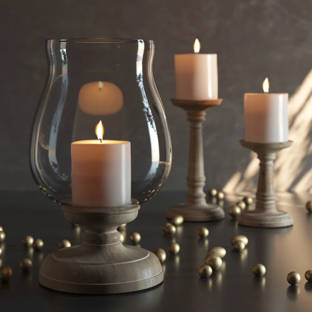 decoration - Ashton Wood ցandlesticks 7 3D Model