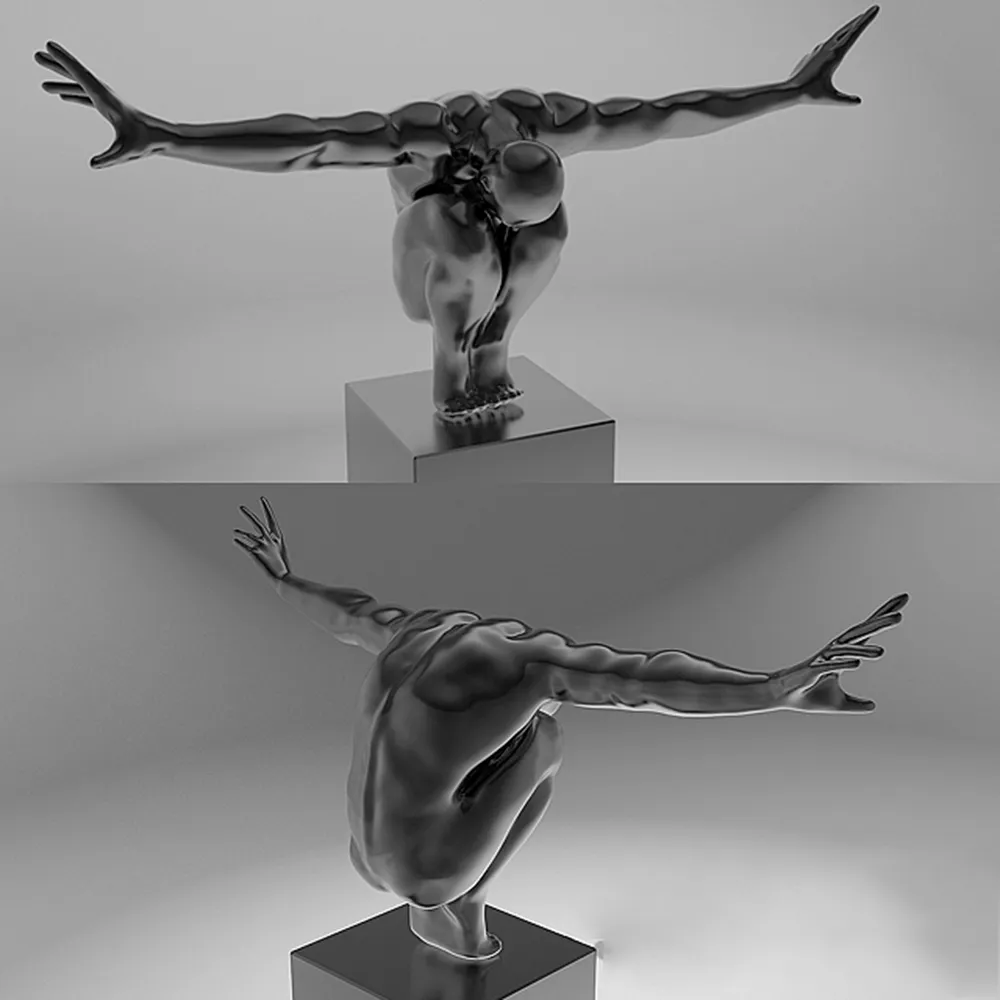 decoration - Athlete - black sculpture 3D Model