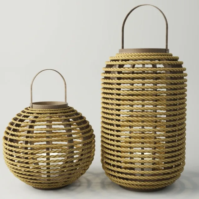 decoration - Bamboo and Jute Lanterns 3D Model