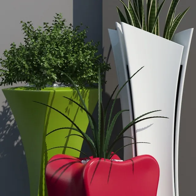 decoration - Barcelona design flowerpots set 01 3D Model