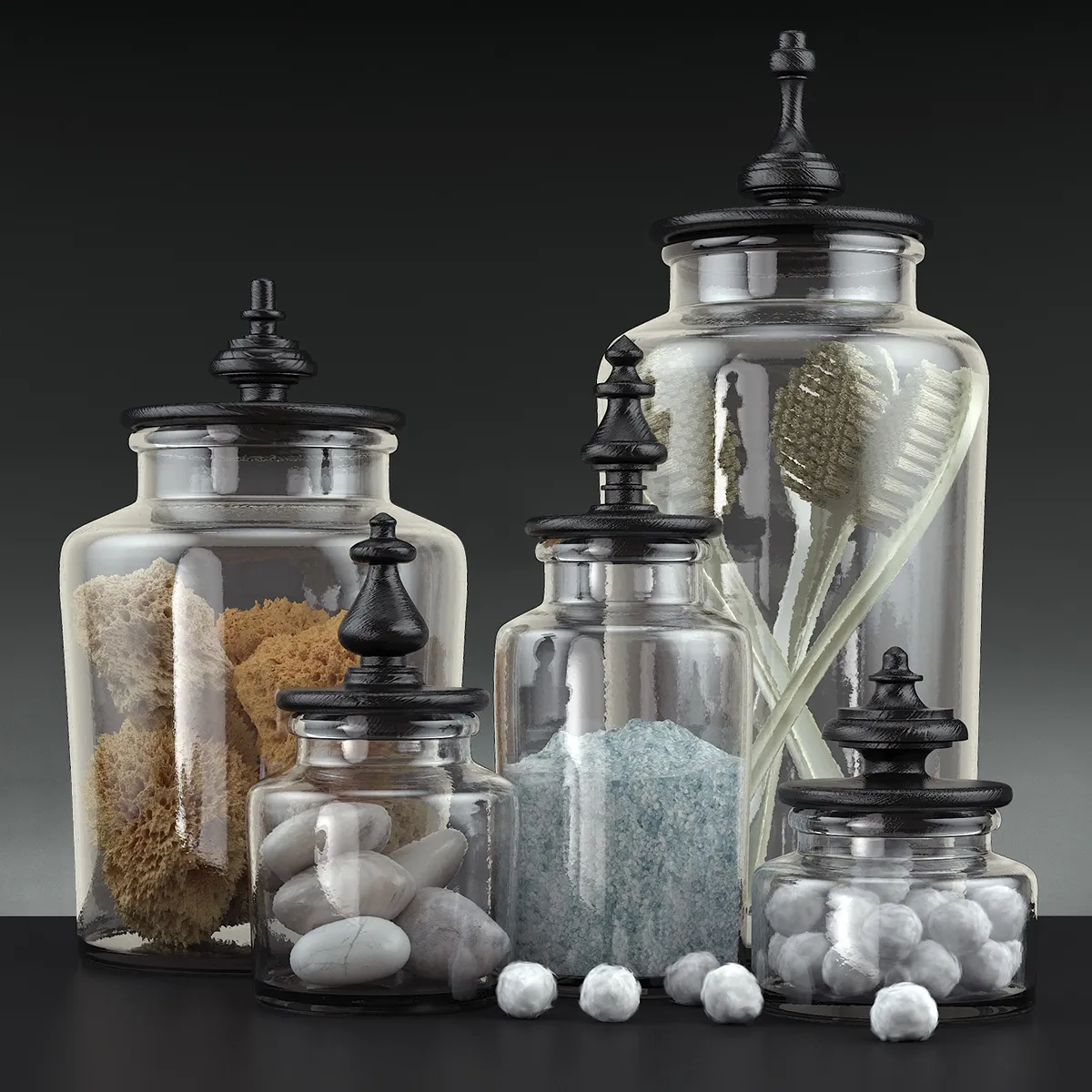 decoration - Bathroom decoration jars set 3D Model