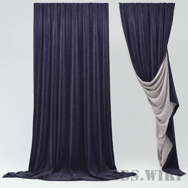 decoration - Beautiful blue curtains 3D Model