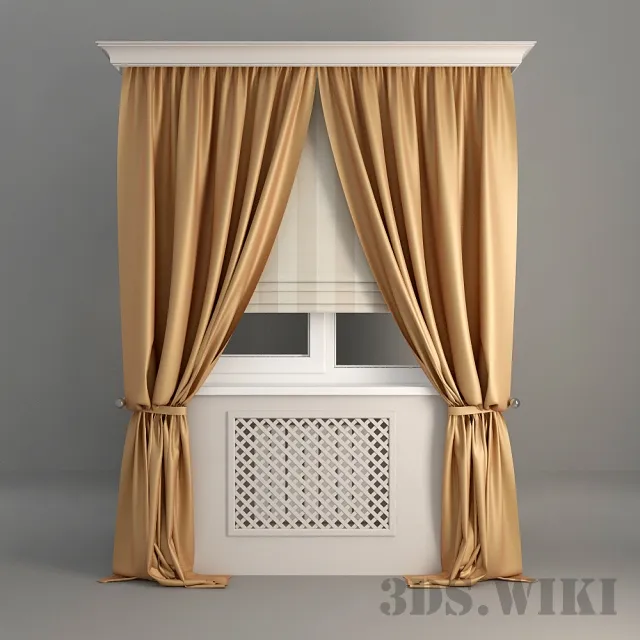decoration - Beautiful curtains combined with a Roman blinker 3D Model
