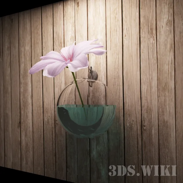 decoration - Beautiful flower in a glass hanging vase 3D Model