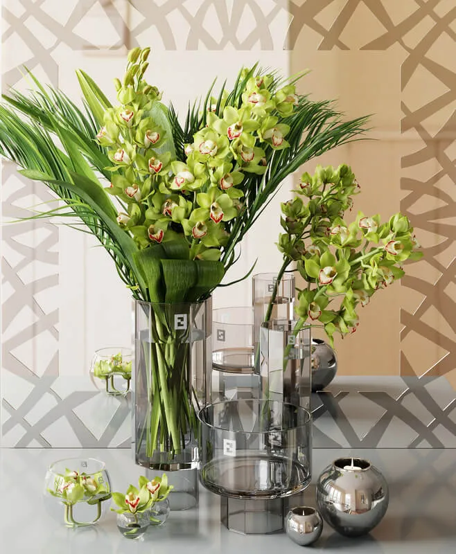 decoration - Beautiful flowers and decorative set 3D Model