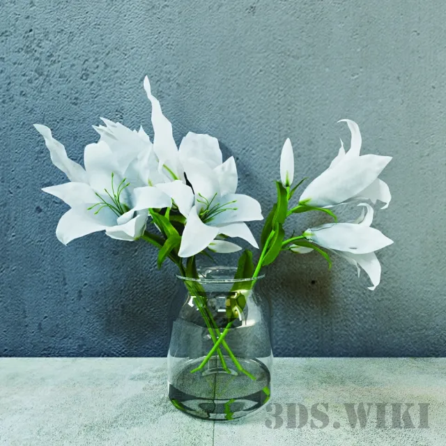decoration - Beautiful lilies in a jar of water 3D Model