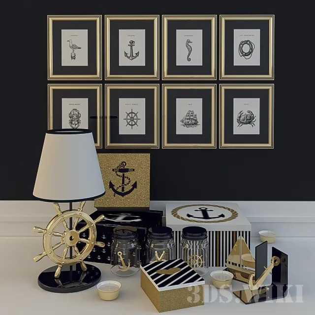 decoration - Beautiful marine decorative set 3D Model