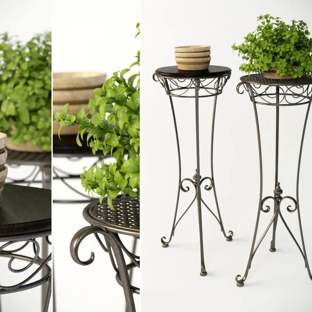 decoration - Beautiful plant on a metal supply 3D Model