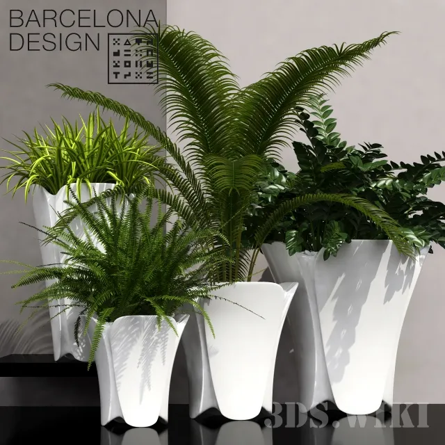 decoration - Beautiful plants and vases 3D Model
