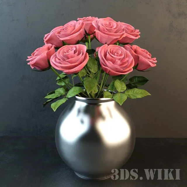 decoration - Beautiful roses in a vase 3D Model