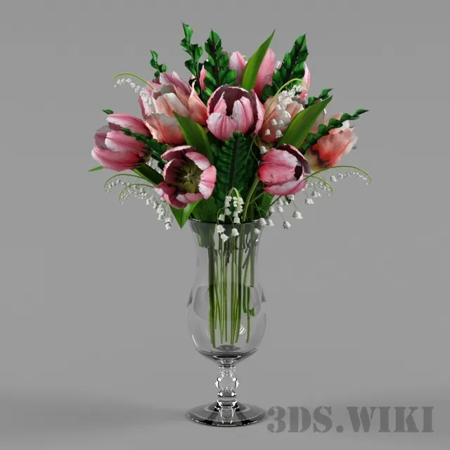 decoration - Beautiful tulips - designer bouquet 3D Model