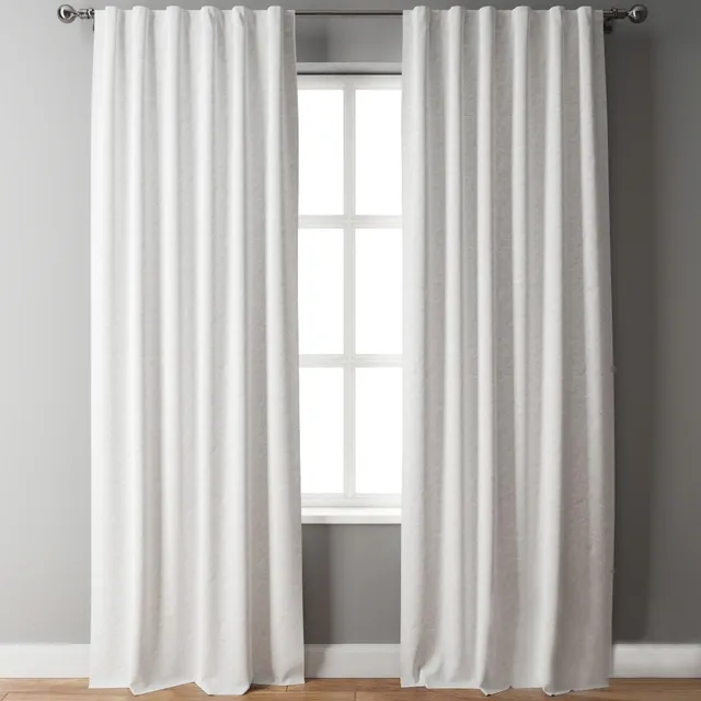 decoration - Belgian Flax Linen Curtain White Pottery Barn 3D Model