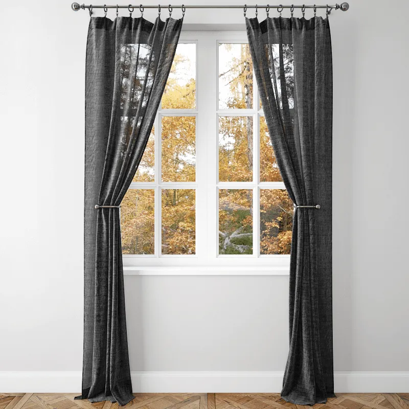 decoration - Belgian flax linen sheer drape 2 - Pottery Barn 3D Model