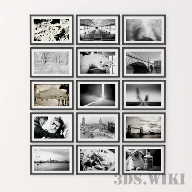 decoration - Black and White Paintings for the Interior 3D Model