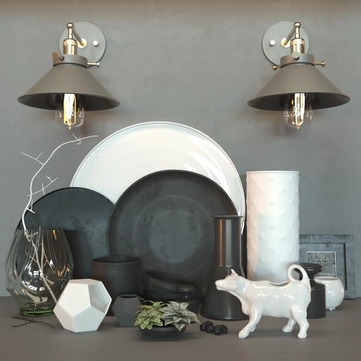 decoration - Black and White set 3D Model