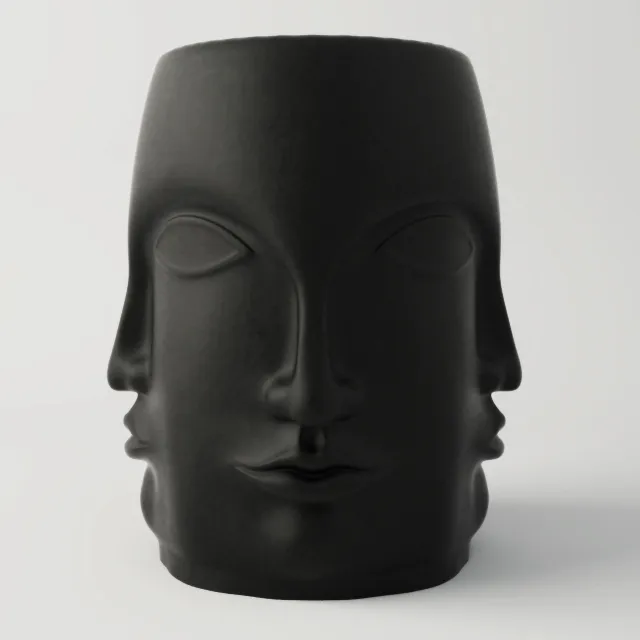 decoration - Black Carved Faces Garden chair 3D Model