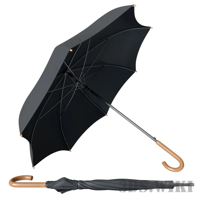 decoration - Black classic umbrella 3D Model
