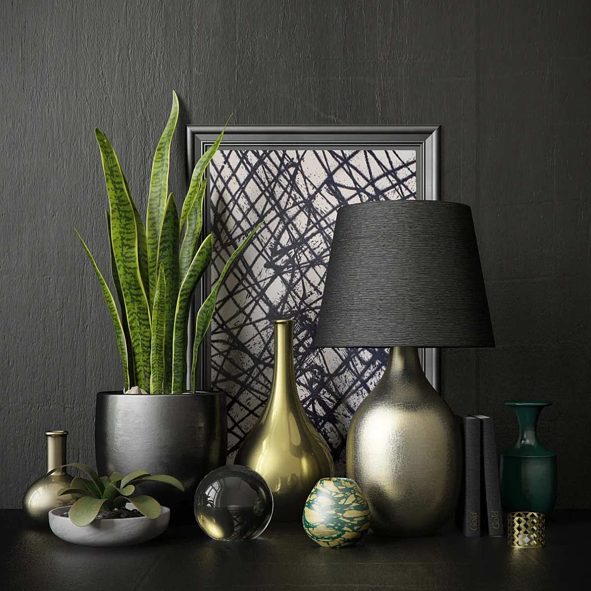 decoration - Black decorative set 88 3D Model