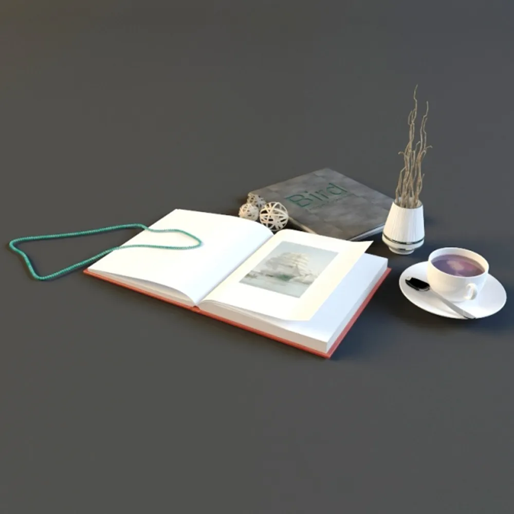 decoration - Books and coffee 3D Model