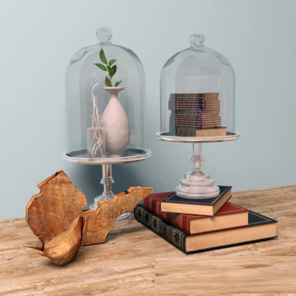 decoration - Books flasks and a vase with a plant 3D Model