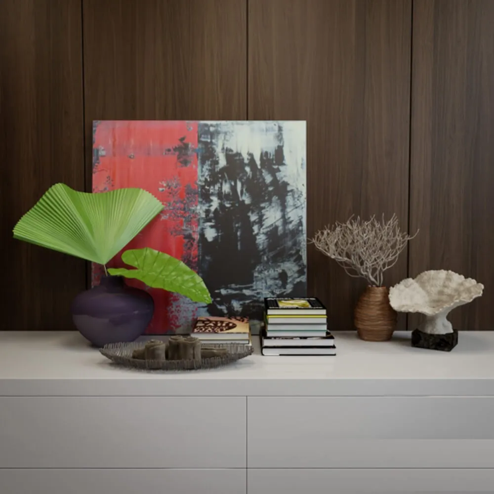 decoration - Books vases pictures and other items 3D Model